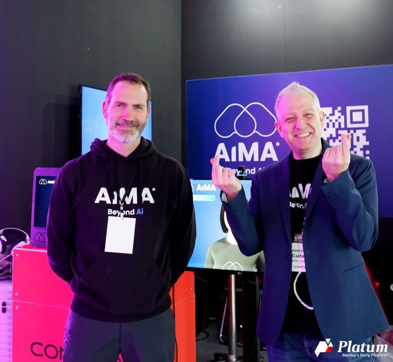 스타트업 코리아 특별비자 1호 기업인 스페인 기업 '아이마'. (오른쪽) 카를로스 킥 최고개발책임자(Carlos Kik, CTO of AIMA Beyond AI), (왼쪽) 기예르모 데 라 이글레시아 아빌라(Guillermo De La Iglesia Ávila) 개발자 ⓒ플래텀