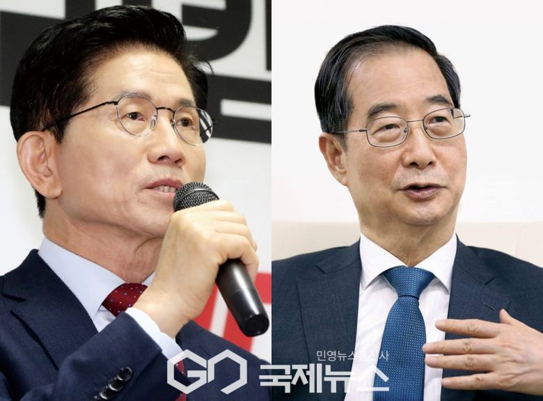 ▲김문수 국민의힘 대선 후보와 한덕수 무소속 대선 후보 / 국제뉴스 DB