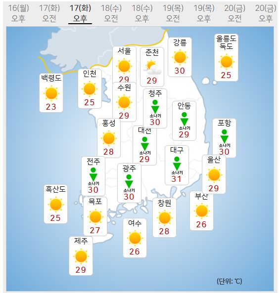 17일 날씨 (사진=기상청 제공)
