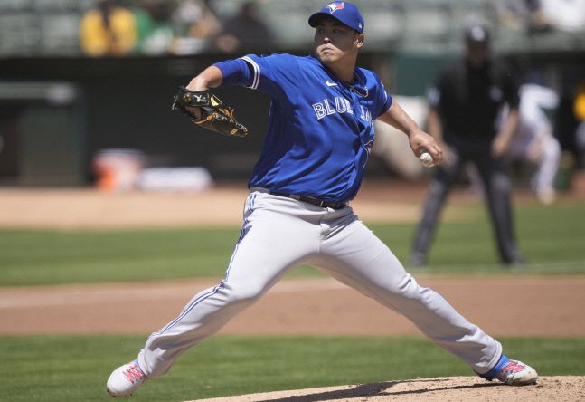 토론토 선발투수 류현진. 오클랜드 | AFP 연합뉴스