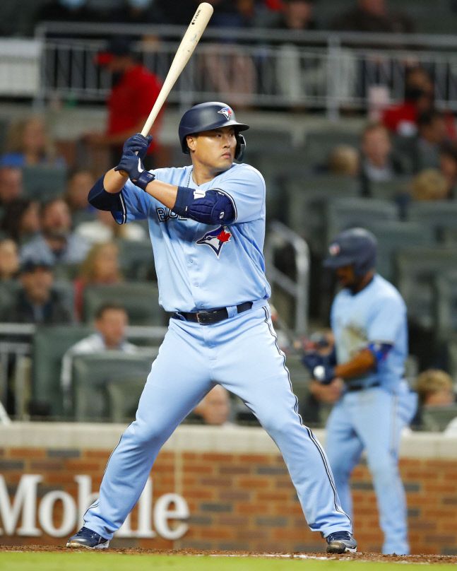 내셔널리그 애틀랜타 브레이브스와 인터리그를 펼쳐 타격에 나선 토론토 류현진, 2타석에서 연속 삼진을 당했다. 애틀랜타(조지아)|AFP연합뉴스