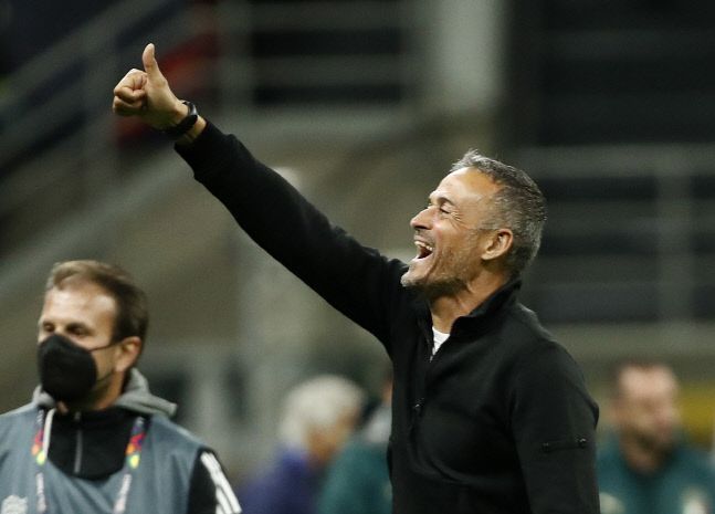 루이스 엔리케 스페인 감독. 밀라노|로이터 연합뉴스