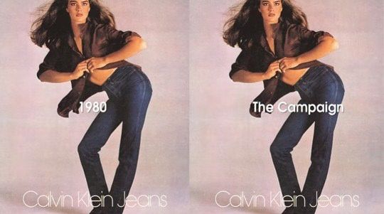 브룩 쉴즈가 15살 때 촬영한 캘빈 클라인 청바지 광고.사진|보그 유튜브 캡처