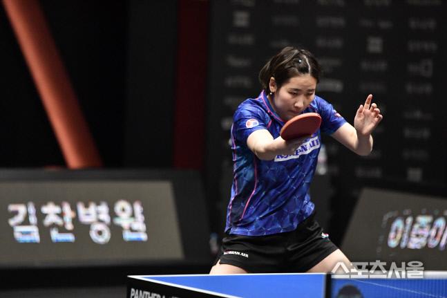 대한항공 승리를 이끈 이은혜. 한국프로탁구리그