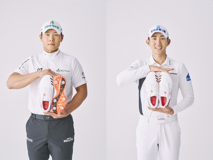 아디다스골프와  골프화 스폰서계약을 맺은 서요섭(왼쪽)과 이수민. 사진|아다다스골프