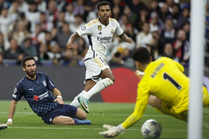 호드리고(가운데)의 후반 16분 골 순간. 마드리드|EPA 연합뉴스