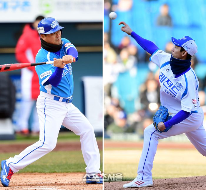 2017년 양준혁 자선야구에서 부자가 투타 맞대결을 했습니다. 이정후는 양신 팀으로 나와서 종범신 팀을 상대했죠. 결과는... (스포츠서울DB)