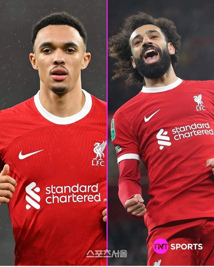 황금 듀오인  트렌트 알렉산더 아놀드와 모하메드 살라. 출처|TNT 스포츠