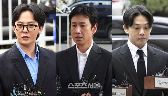 지드래곤(왼쪽부터), 이선균, 유아인. 사진 | 스포츠서울DB