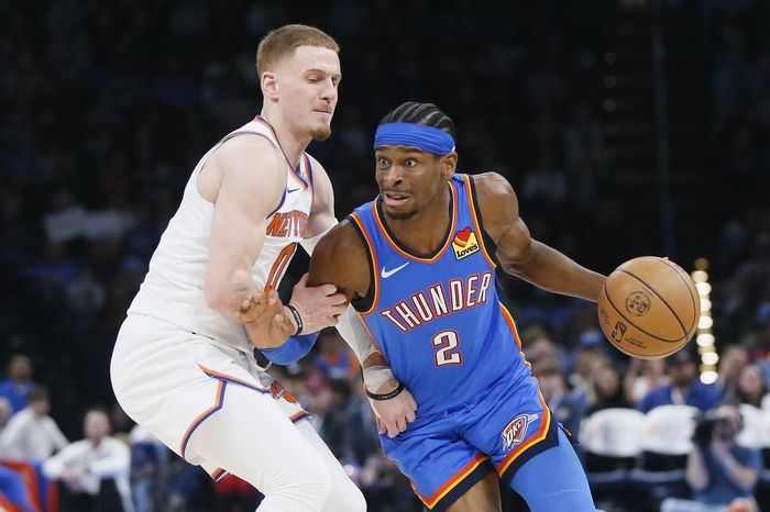 돌파하고 있는 오클라호마시티 샤이 길저스-알렉산더. 사진 | AP·연합뉴스