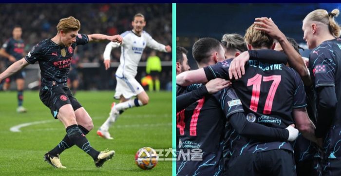 더 브라위너 골 순간. 출처|UEFA