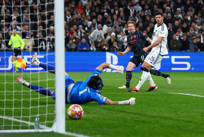 더 브라위너의 골 순간. 코펜하겐|로이터 연합뉴스