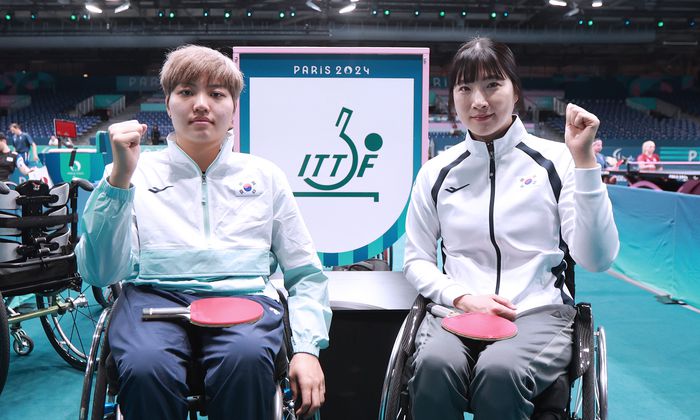 2024 파리 패럴림픽 탁구 대표팀 윤지유(왼쪽)와 서수연. 사진 | 대한장애인체육회