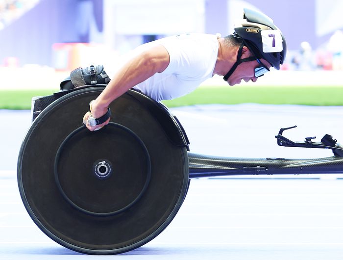 육상 대표팀 유병훈이 1일(현지시간)ㅏ랑스 파리 스타드 드 프랑스에서 열린 2024 파리 패럴림픽 남자 육상 400m 계주 경기에서 400ｍ(스포츠등급 T53) 예선에 출전해 51초38의 기록으로 2조 4위를 기록했다. 사진 | 대한장애인체육회
