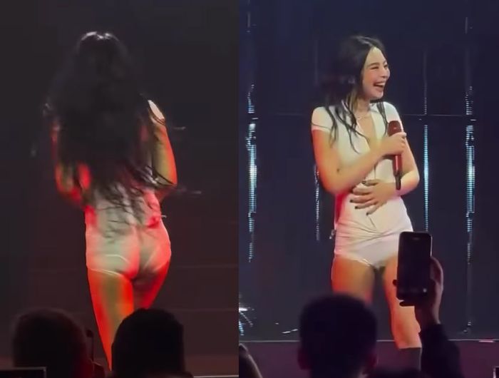 뒤로 돌아서 옷매무새를 고치는 제니.  ‘The Ruby Experience’  LA 공연 유튜브 동영상 캡쳐