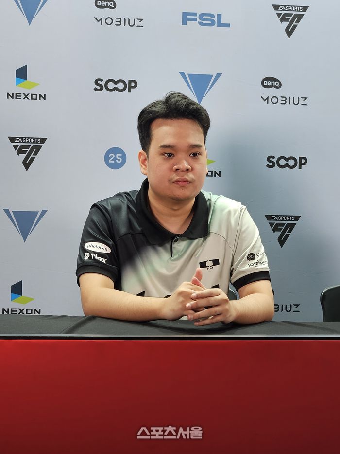 ‘줍줍’은 21일 서울 잠실DN콜로세움에서 열린 2025 FSL 스프링 B조 패자전 승리 후 취재진 인터뷰에 응하고 있다. 잠실 | 강윤식 기자 skywalker@sportsseoul.com