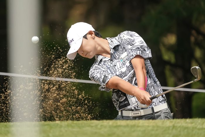 박성현이 뉴코리아CC에서 2025시즌 유럽여자프로골프 ‘아람코 팀 시리즈’ 공식 연습라운드에서 샷하고 있다. 사진 | 대회조직위원회