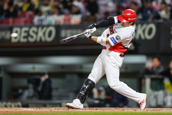 KIA 나성범이 25일 광주-기아 챔피언스 필드에서 열린 2025 KBO리그 LG전에서 안타를 때리고 있다. 사진 | KIA 타이거즈