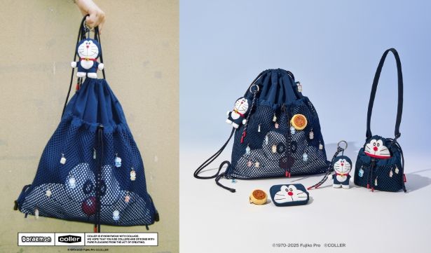 (왼쪽부터) 꼴레 도라에몽 드로우 스트링백 키링 세트와 전체 상품. 사진 | IPX