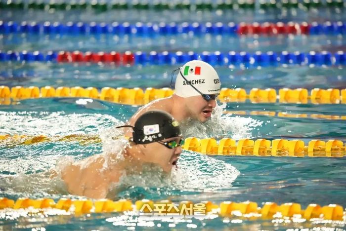 장애인수영팀 조기성 선수가 금빛 메달을 향한 질주를 하고 있다. 제공=용인시