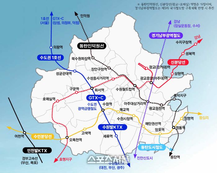 도시 발전을 견인할 격자형 광역 철도망.  제공=수원시