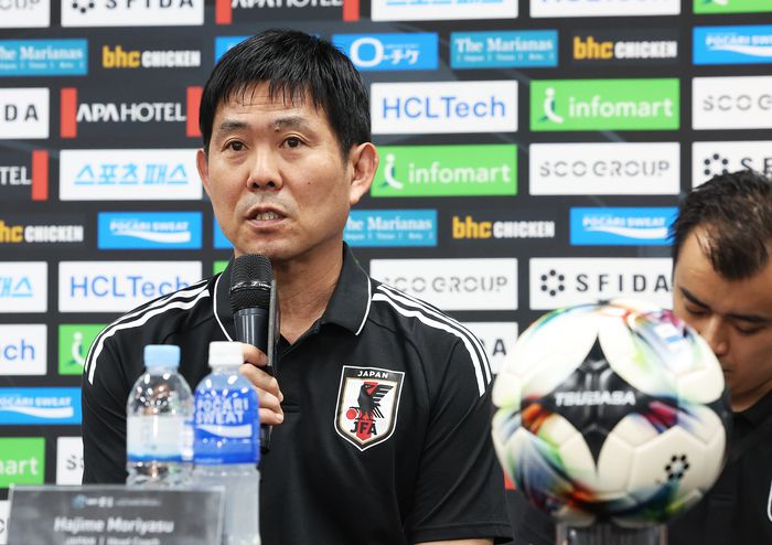 동아시안컵 첫판에서 홍콩을 대파한 일본 축구대표팀의 모리야스 하지메 감독. 사진 | 연합뉴스