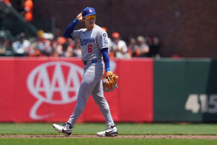 LA 다저스 김혜성이 13일(한국시간) 미국 캘리포니아주 샌프란시스코 오라클 파크에서 열린 2025 메이저리그(ML) 샌프란시스코전에서 2루 수비를 소화하고 있다. 사진 | 샌프란시스코=Imagn Images 연합뉴스