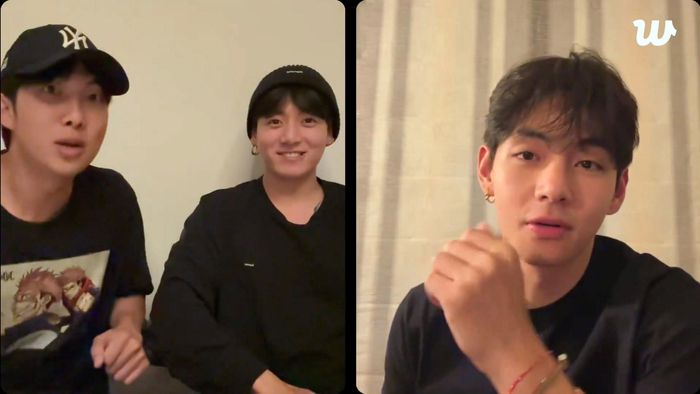 BTS RM-정국-뷔. ‘위버스’ 라이브 방송 캡쳐.