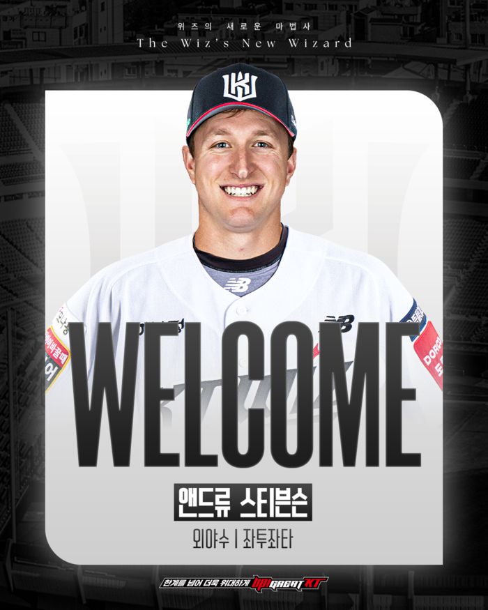 KT가 2일 새 외국인 타자 앤드류 스티븐슨을 영입했다. 멜 로하스 주니어는 결별이다. 사진 | KT 위즈
