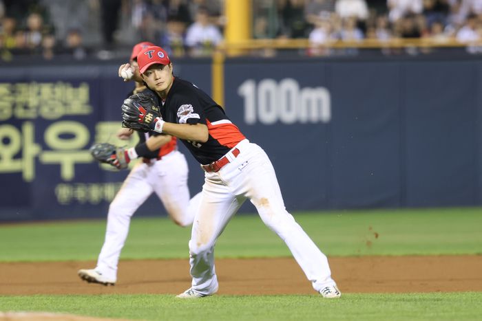 KIA 박민이 21일 광주 키움전에 김도영, 위즈덤의 반자리를 채우는 중책을 맡았다. 사진 | KIA 타이거즈