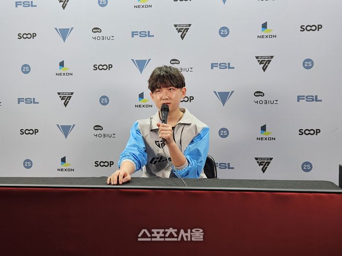 ‘원더08’ 고원재가 18일 서울 잠실DN콜로세움에서 열린 2025 FSL 서머 개막전 승리 후 취재진 인터뷰에 응하고 있다. 잠실 | 강윤식 기자 skywalker@sportsseoul.com