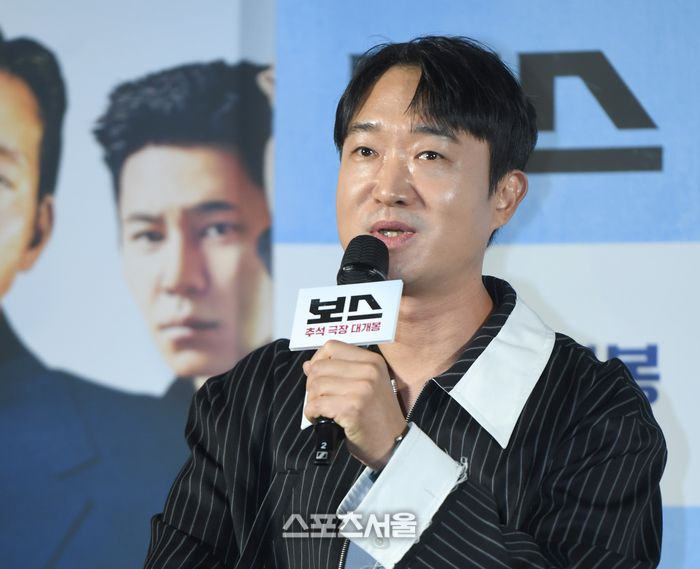 조우진이 1일 서울 메가박스 성수에서 열린 영화 ‘보스’ 제작보고회에서 인사말을 하고 있다. 2025. 9. 1최승섭기자 thunder@sportsseoul.com