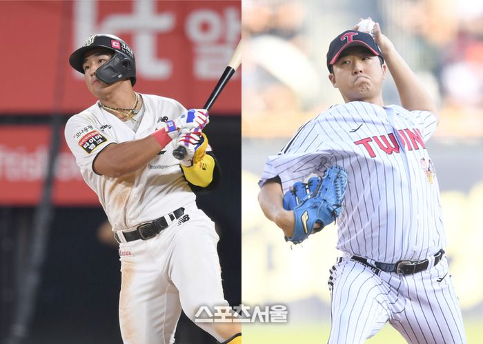 ‘2025 스포츠서울 올해의 상’ 시상식 올해의 신인 후보인 KT 안현민(왼쪽)과 LG 송승기. 사진 | 스포츠서울 DB