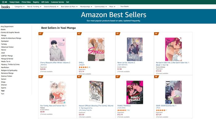 사진ㅣ아마존 만화(BL) 부문 판매 순위