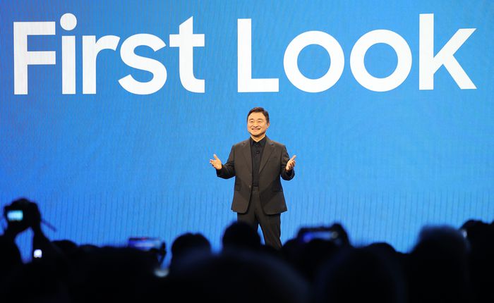 노태문 삼성전자 대표이사 사장이 CES 2026을 앞둔 5일(현지시간) 미국 네바다주 윈 호텔에서 열린 삼성전자 ‘더 퍼스트룩’에서 발언하고 있다. 사진 | 연합뉴스