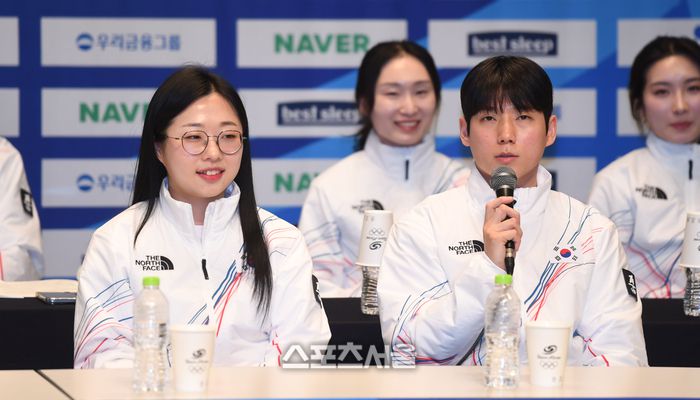 컬링 믹스더블 정영석이 7일 진천 국가대표선수촌에서 열린 2026 국가대표선수단 훈련개시 및 밀라노코르티나동게올림픽대회 D-30 미디어데이에서 기자의 질문에 답하고 있다. 진천 | 최승섭기자 thunder@sportsseoul.com