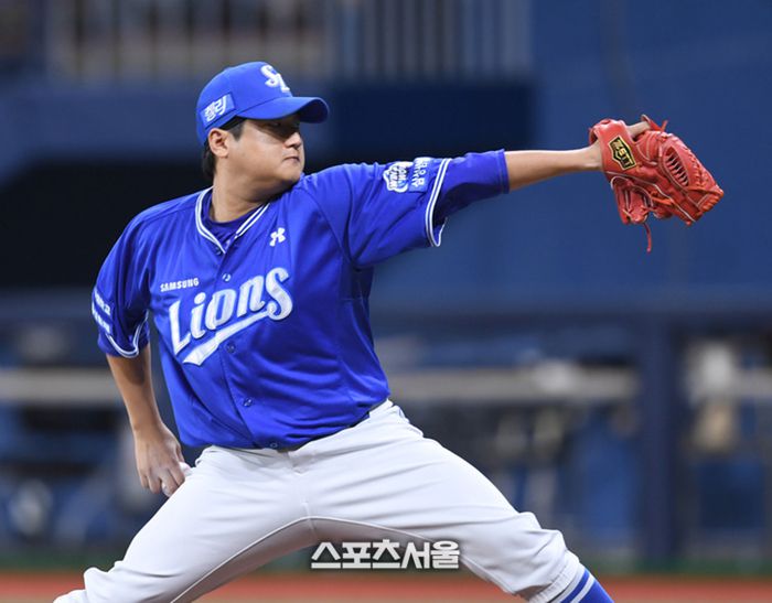 삼성 투수 최지광이 29일 고척 스카이돔에서 열린 2024 KBO리그 키움과 경기 8회 역투하고 있다. 2024. 8. 29.고척 | 최승섭기자 thunder@sportsseoul.com