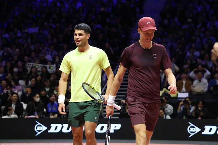 알카라스(왼쪽)와 신네르. 사진 | 세마스포츠마케팅