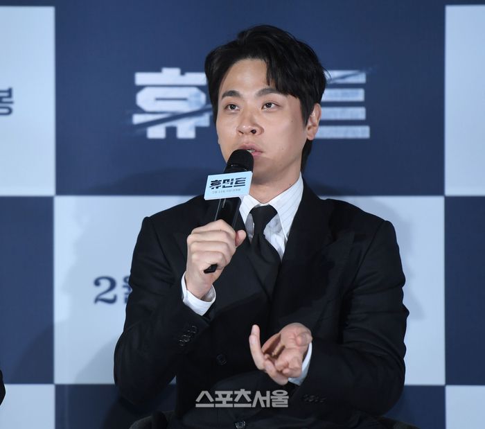 박정민이 12일 서울 성동구 롯데시네마 건대입구에서 열린 영화 ‘휴민트’ 제작보고회에서 질문에 답하고 있다. 내달 11일 개봉하는 ‘휴민트’는 비밀도, 진실도 차가운 얼음 바다에 수장되는 블라디보스토크에서 서로 다른 목적을 가진 이들이 격돌하는 이야기를 담고 있다.2026. 1. 12.최승섭기자 thunder@sportsseoul.com
