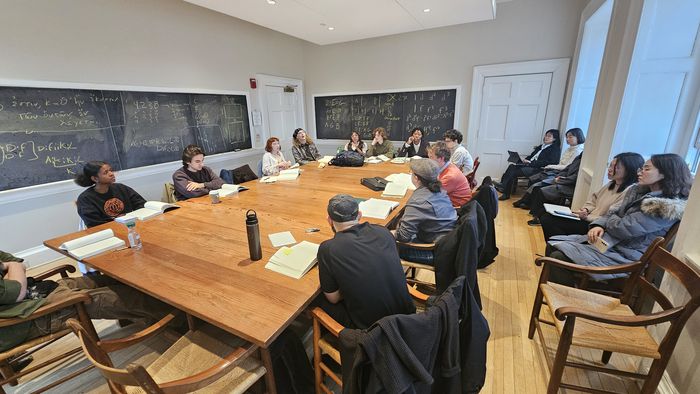 지난 8일부터 춘천 Great Books 튜터 양성 해외연수에 참가 중인 춘천 지역 교사들이 미국 세인트존스대학 현지에서 Great Books 프로그램을 참관하고 있다.  사진|춘천시청