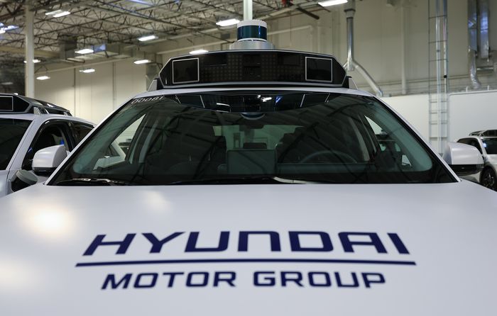 8일(현지시간) 미국 네바다주 라스베이거스 모셔널 테크니컬센터에서 아이오닉5를 기반으로 한 로보택시가 주차돼 있다. 사진 | 연합뉴스