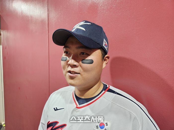 야구대표팀 한동희가 8일 고척스카이돔에서 열린 2025 K-베이스볼 시리즈 체코와 평가전 1차전 승리 후 취재진을 만났다. 고척 | 김동영 기자 raining99@sportsseoul.com