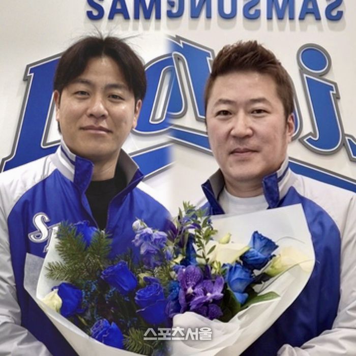 삼성 강민호와 최형우의 모습. 사진 | 삼성 라이온즈