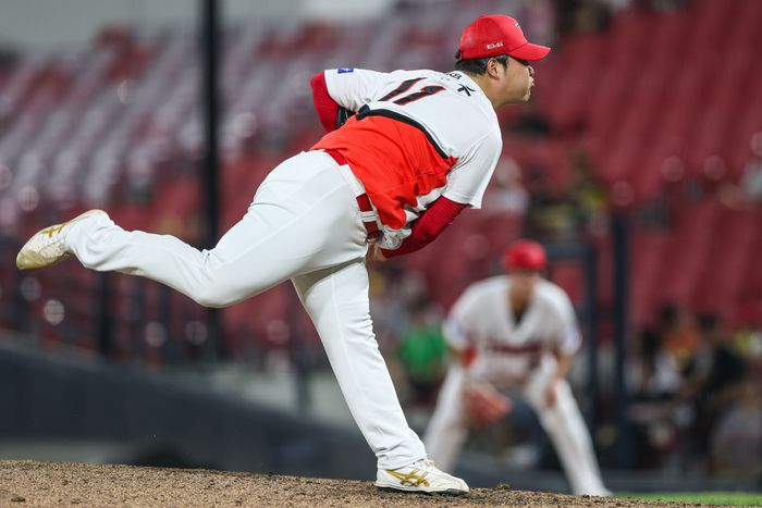 KIA 조상우가 23일 광주-기아 챔피언스 필드에서 열린 2025 KBO리그 LG전에서 역투하고 있다. 사진 | KIA 타이거즈