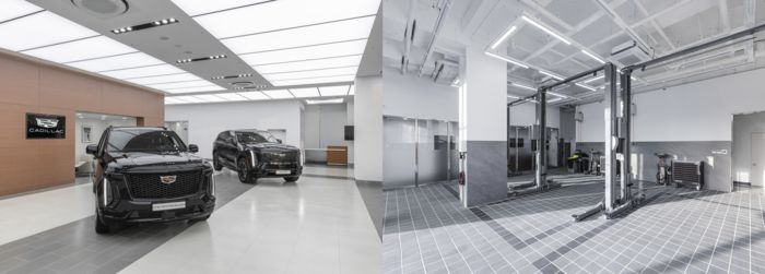 왼쪽부터 쇼룸 내부, 서비스센터 내부 전경. 사진 | 캐딜락&GMC